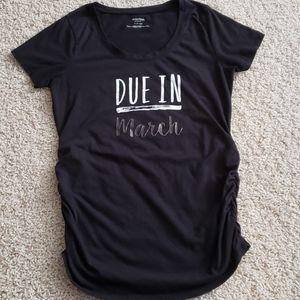 Due in March black maternity tee shirt